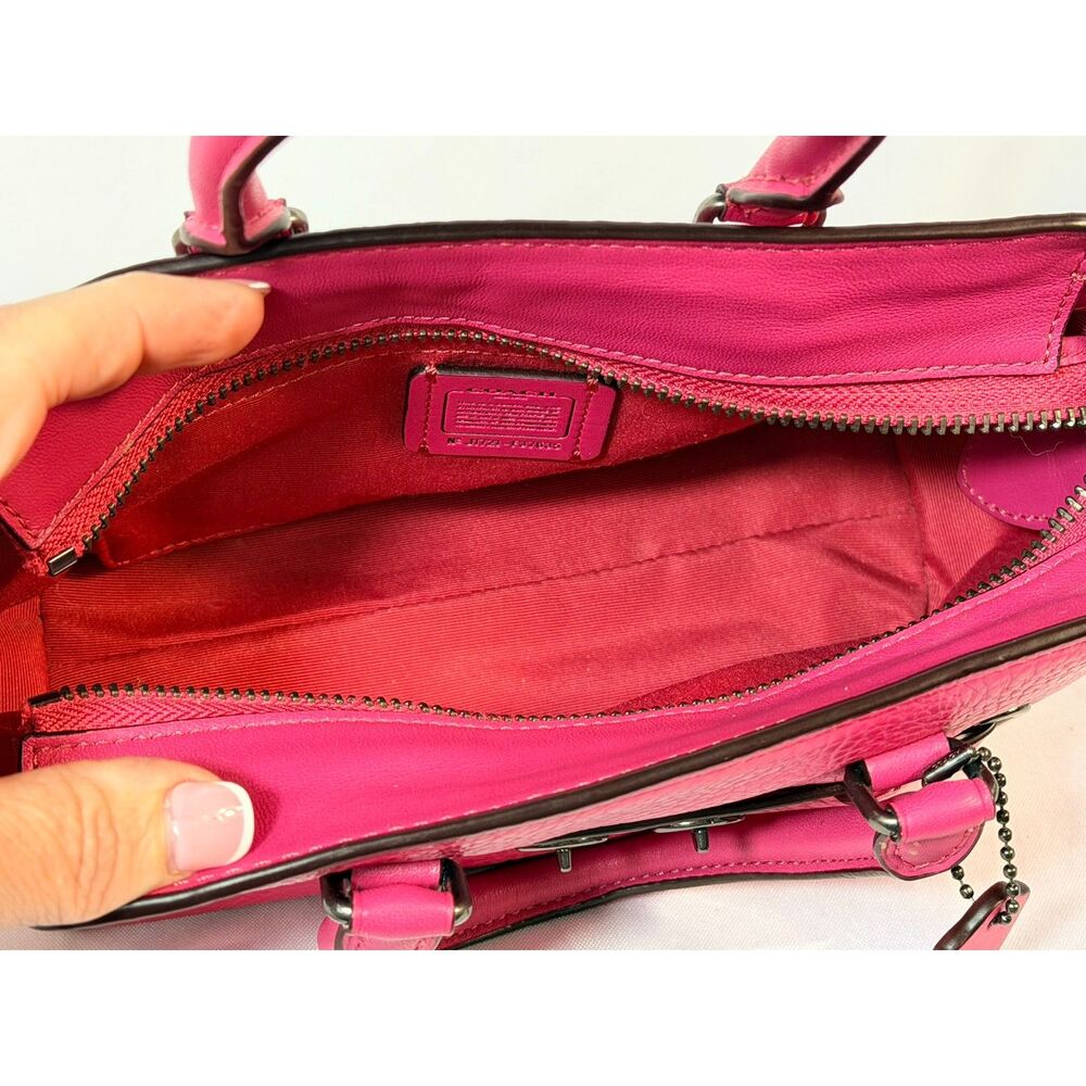 Coach Hot Pink Pebbled Leather Crossbody Satchel - Picture 12 of 15